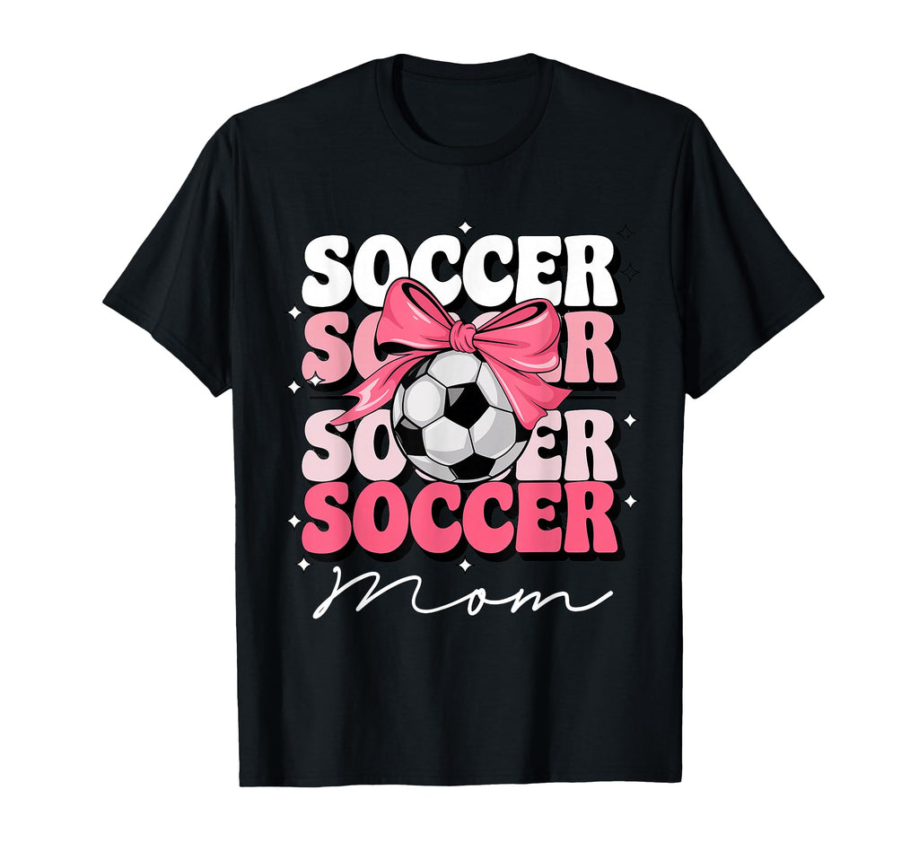 Groovy Soccer Mom Mother Coquette Bow T-Shirt - Trendy Graphic for Adults - T-Shirt, Sweatshirt, Hoodie