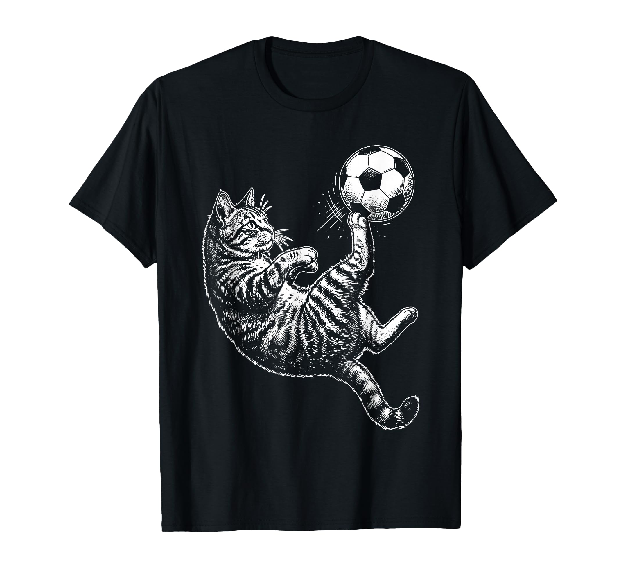 Funny Soccer Cat Kicking Ball T-Shirt - Fun Novelty Design Men Women - T-Shirt, Sweatshirt, Hoodie