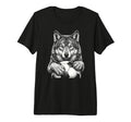 Black White Wolf Holding Ball Nature T-Shirt - Minimalist Print Men Women - T-Shirt, Sweatshirt, Hoodie
