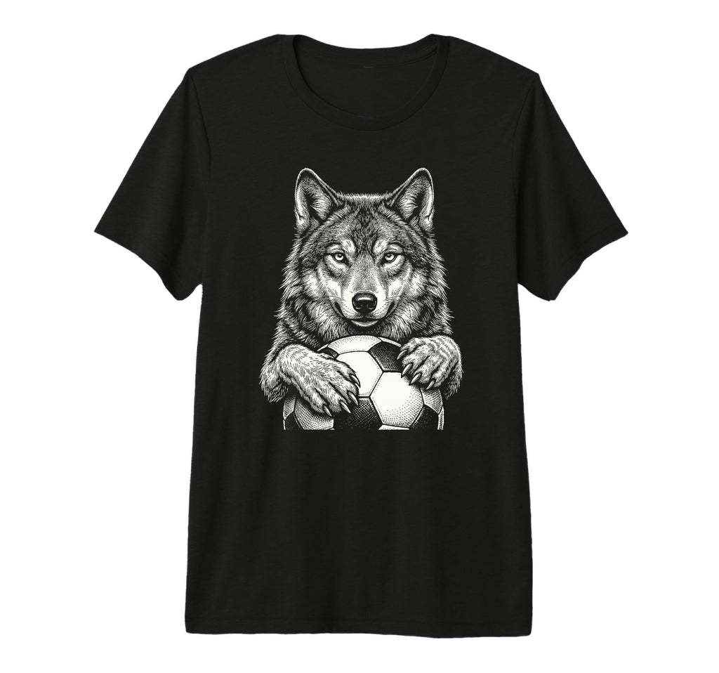 Black White Wolf Holding Ball Nature T-Shirt - Casual Everyday Wear Unisex - T-Shirt, Sweatshirt, Hoodie