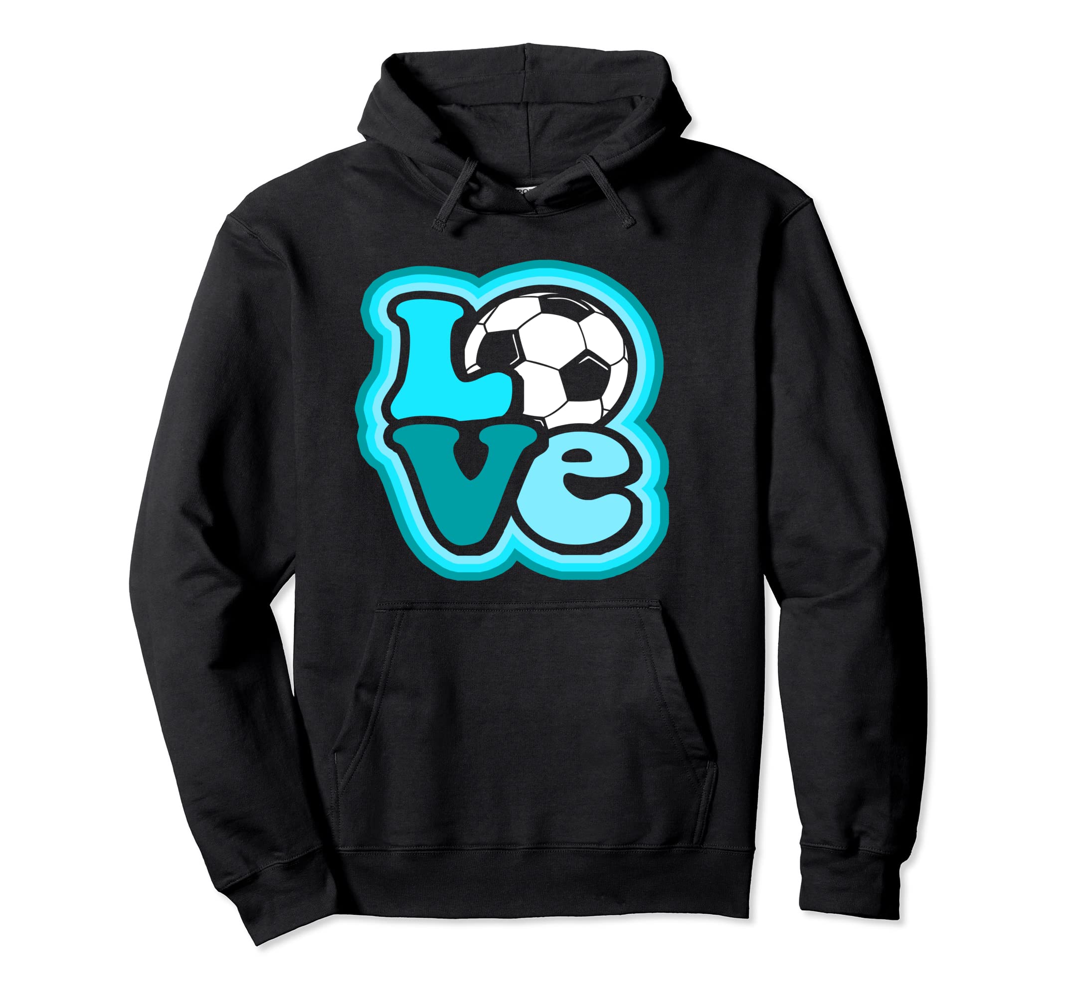 Soccer Love Teen Turquoise Blue Hoodie - Unique Graphic Unisex - T-Shirt, Sweatshirt, Hoodie