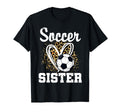 Soccer Sister Leopard Heart Matching T-Shirt - Custom Art Print for Adults - T-Shirt, Sweatshirt, Hoodie