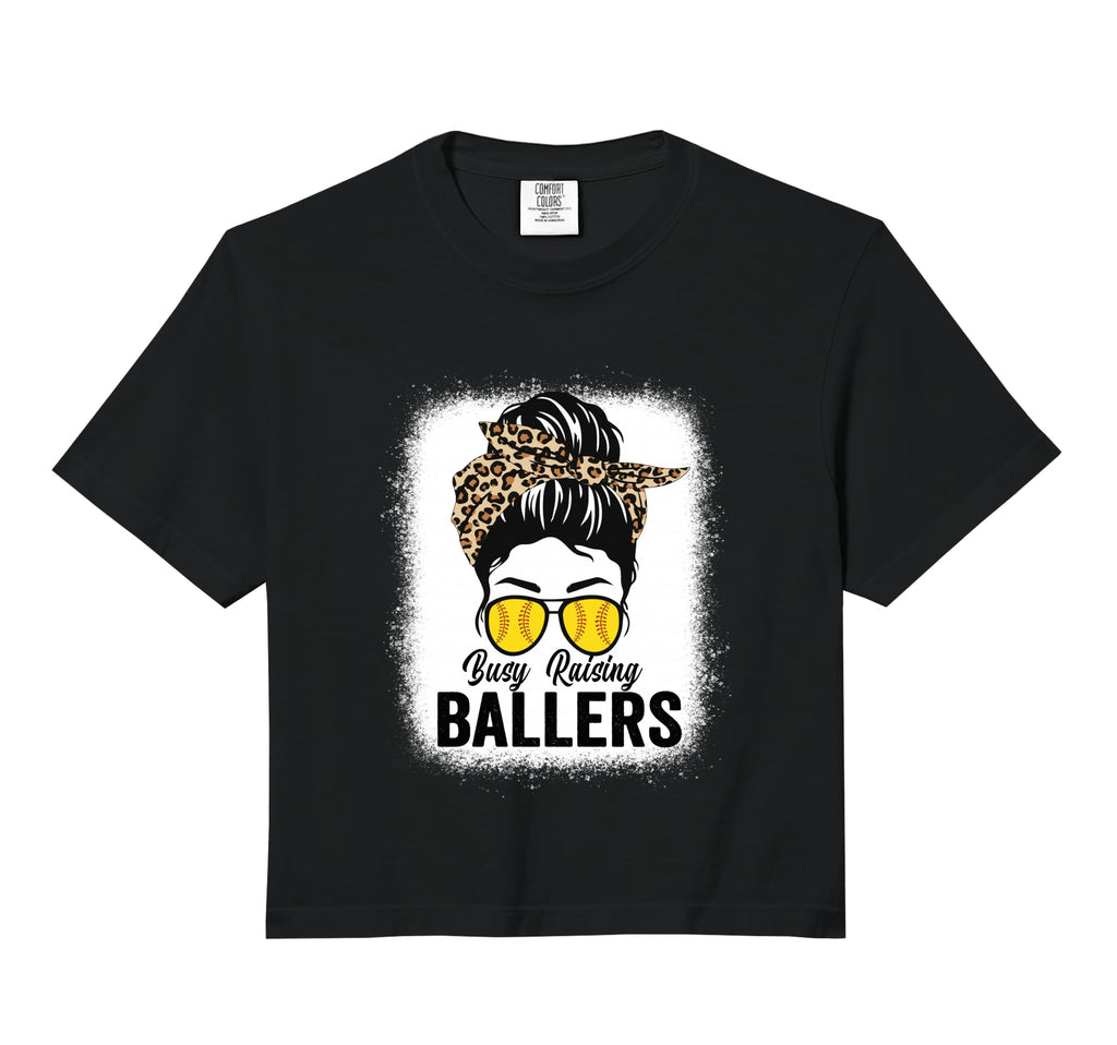 Busy Raising Ballers Softball Messy Bun Sweatshirt - Trendy Graphic Unisex - T-Shirt, Sweatshirt, Hoodie