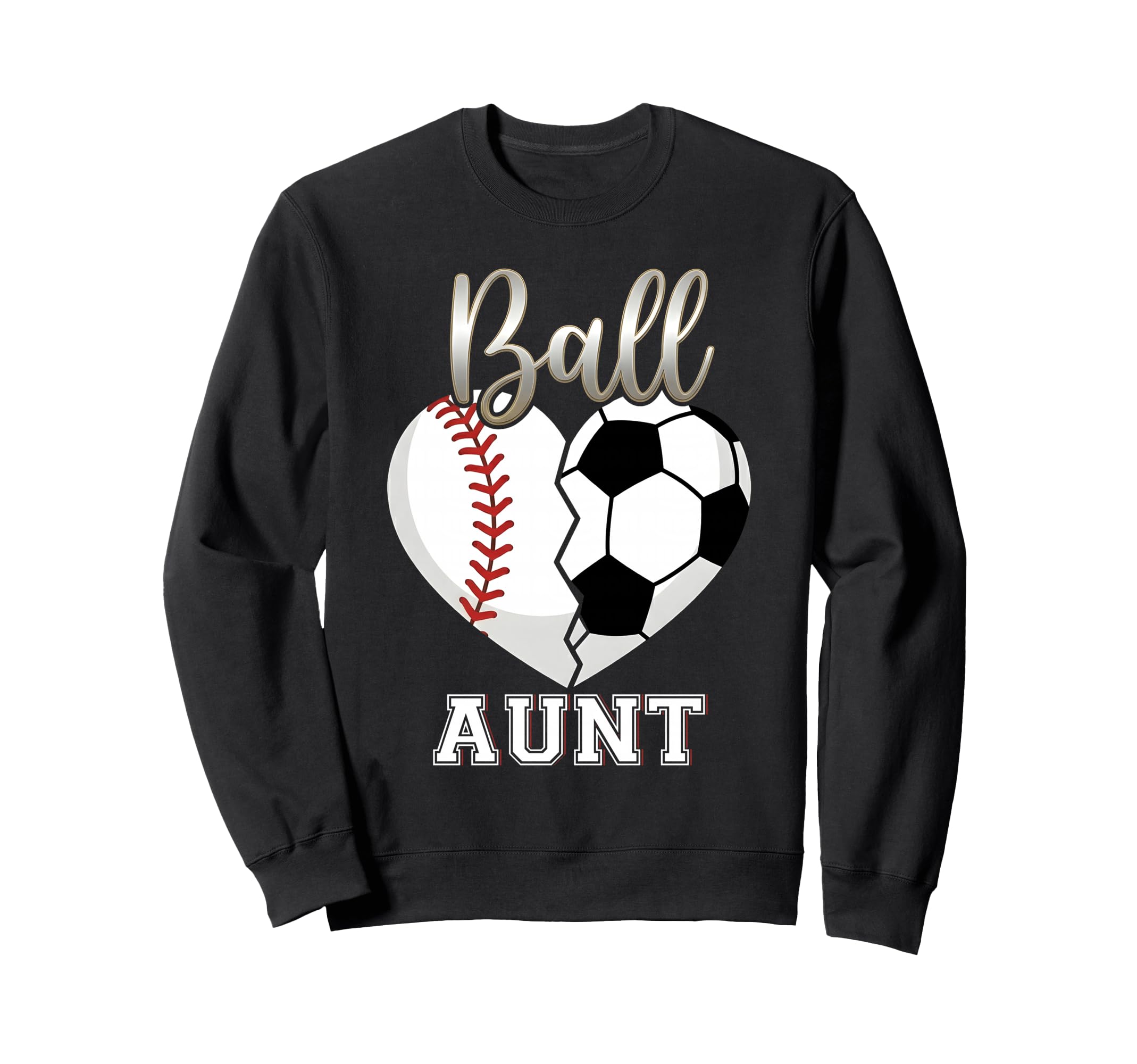 Ball Aunt Baseball Soccer Heart Sweatshirt - Minimalist Print for Adults - T-Shirt, Sweatshirt, Hoodie
