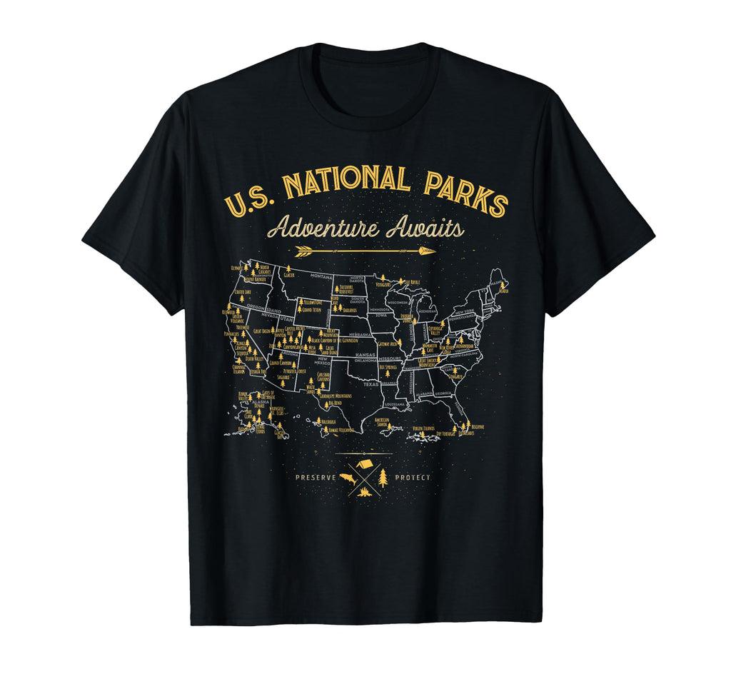 63 National Parks Map Us Park Camping T-Shirt - Unique Graphic Unisex - T-Shirt, Sweatshirt, Hoodie