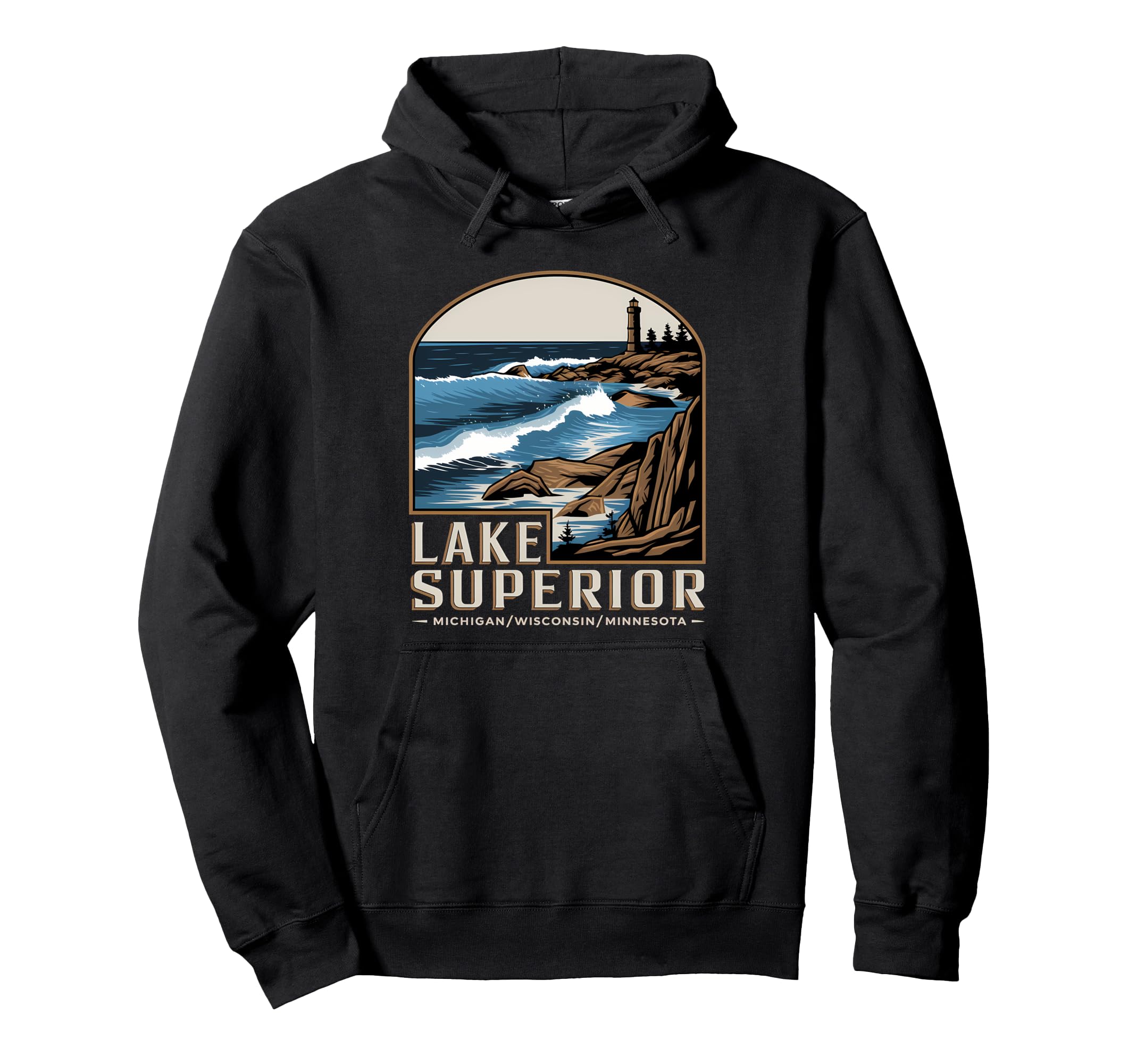 Lake Superior Coastal Lighthouse Hoodie - Aesthetic Graphic Men Women - T-Shirt, Sweatshirt, Hoodie