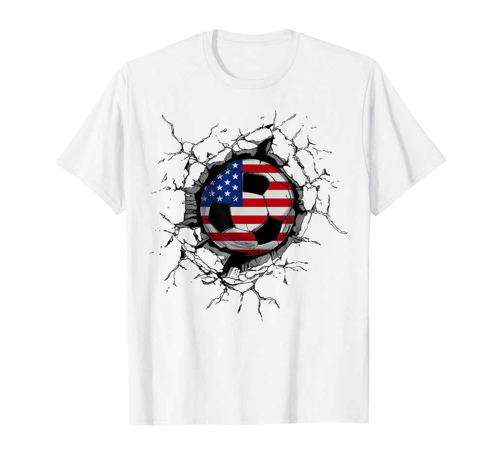 American Flag Soccer Ball Usa T-Shirt - Casual Everyday Wear for Adults - T-Shirt, Sweatshirt, Hoodie
