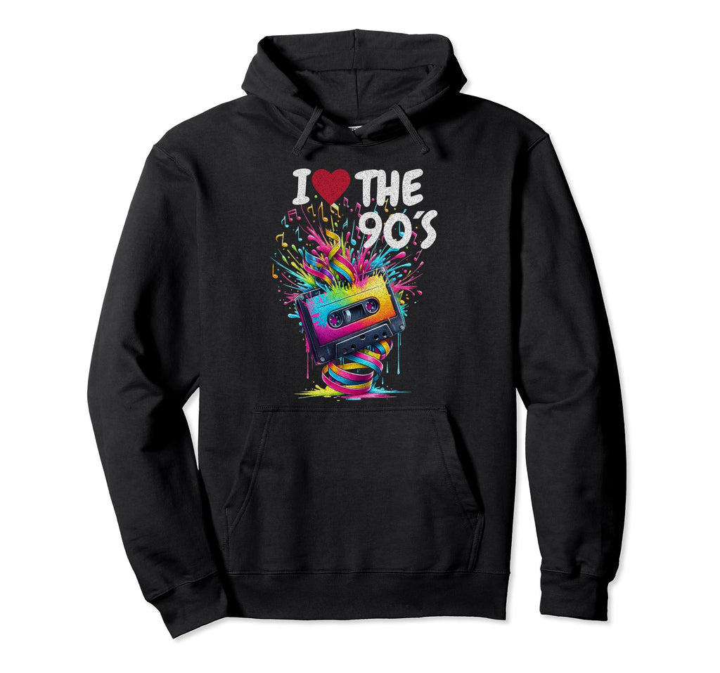 90S Music Notes Cassette Tape Music Hoodie - Fun Novelty Design for Adults - T-Shirt, Sweatshirt, Hoodie