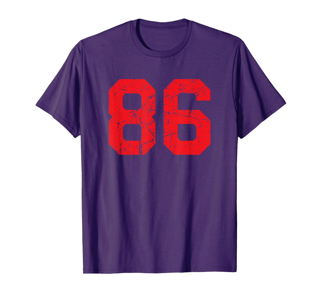 Distressed Number 86 Red Sports Team T-Shirt - Fun Novelty Design Unisex - T-Shirt, Sweatshirt, Hoodie