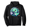 T Rex Dinosaur Soccer Player Kicking Hoodie - Fun Novelty Design Unisex - T-Shirt, Sweatshirt, Hoodie