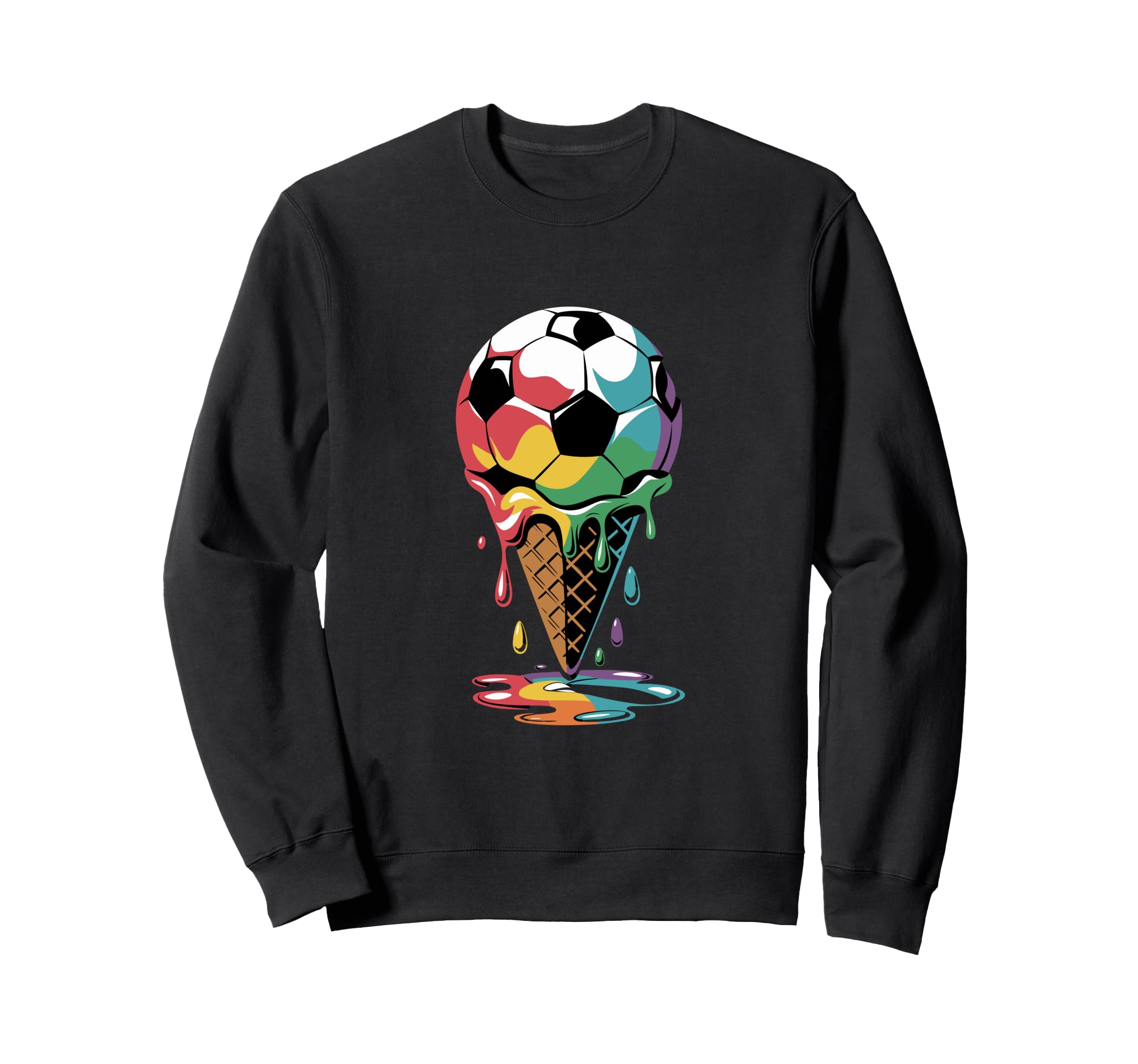 Rainbow Soccer Ball Ice Cream Sweatshirt - Aesthetic Graphic Men Women - T-Shirt, Sweatshirt, Hoodie
