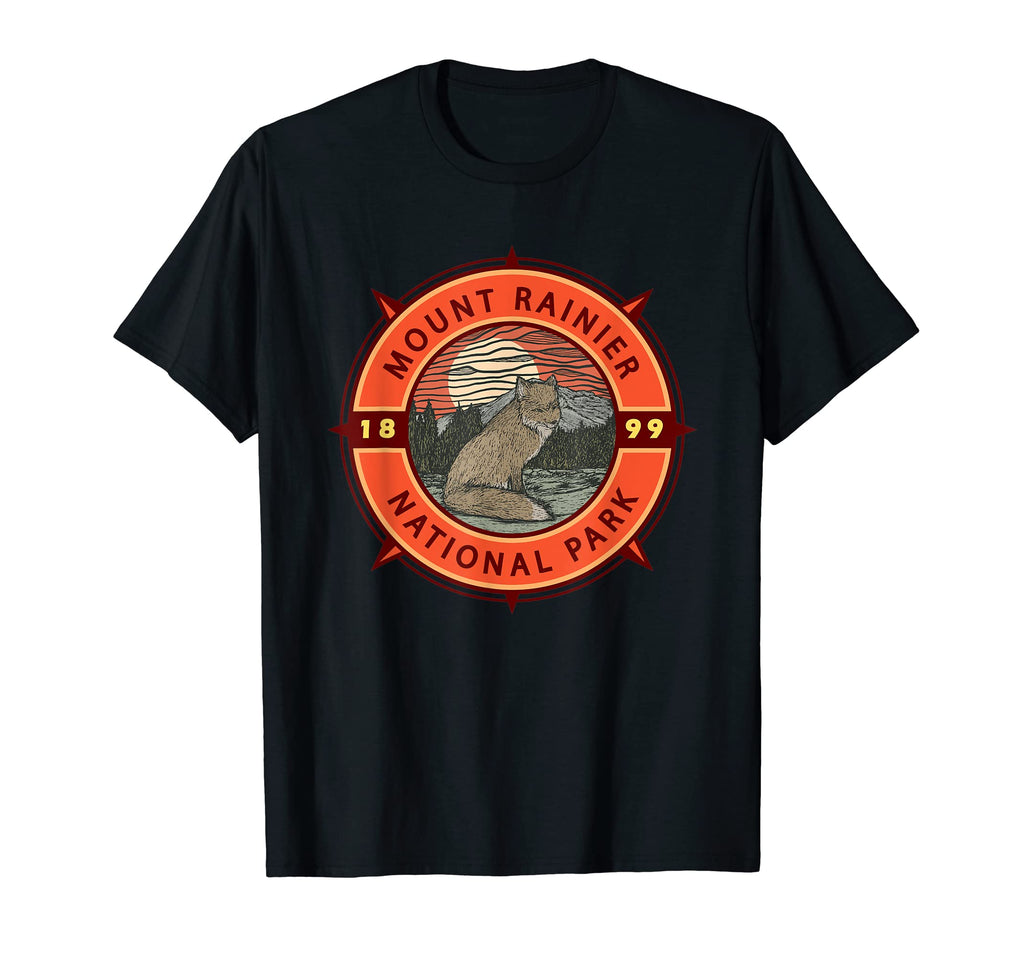 Mount Rainier National Park Fox Compass T-Shirt - Graphic Print Unisex - T-Shirt, Sweatshirt, Hoodie