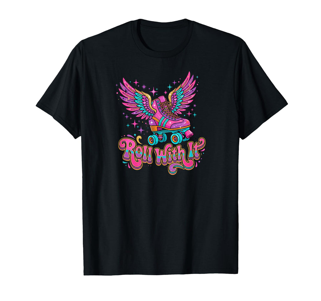 Roll It Winged Roller Skate Vibes T-Shirt - Aesthetic Graphic for Adults - T-Shirt, Sweatshirt, Hoodie
