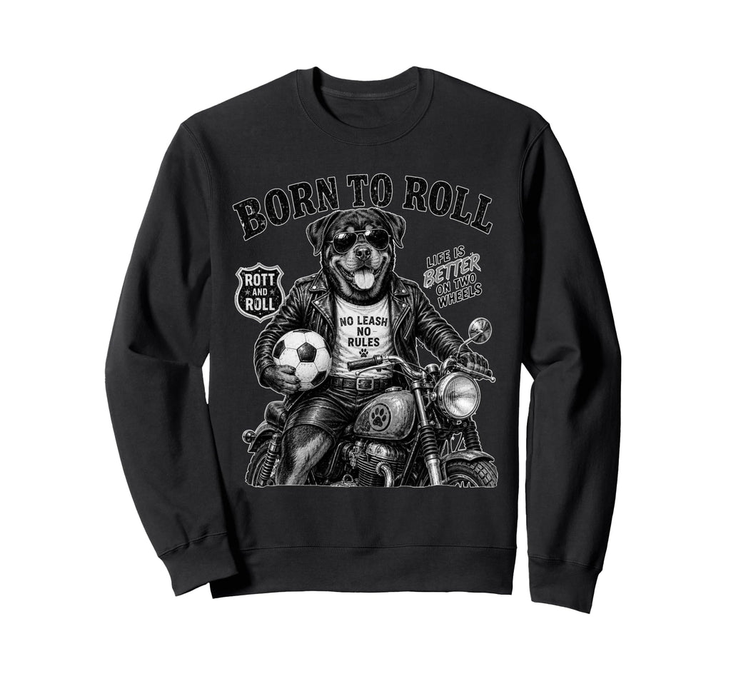 Rottweiler Motorbike Love Footbal Sweatshirt - Aesthetic Graphic Men Women - T-Shirt, Sweatshirt, Hoodie