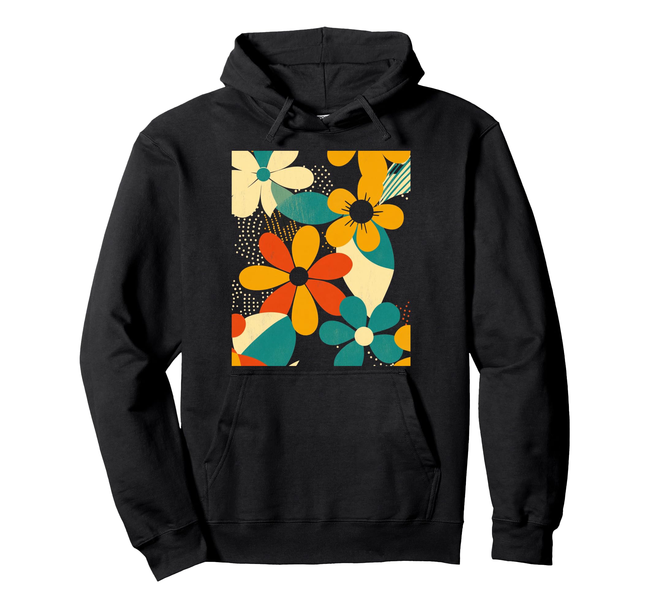 Bold Floral Pattern Nostalgic Hoodie - Graphic Print Unisex - T-Shirt, Sweatshirt, Hoodie