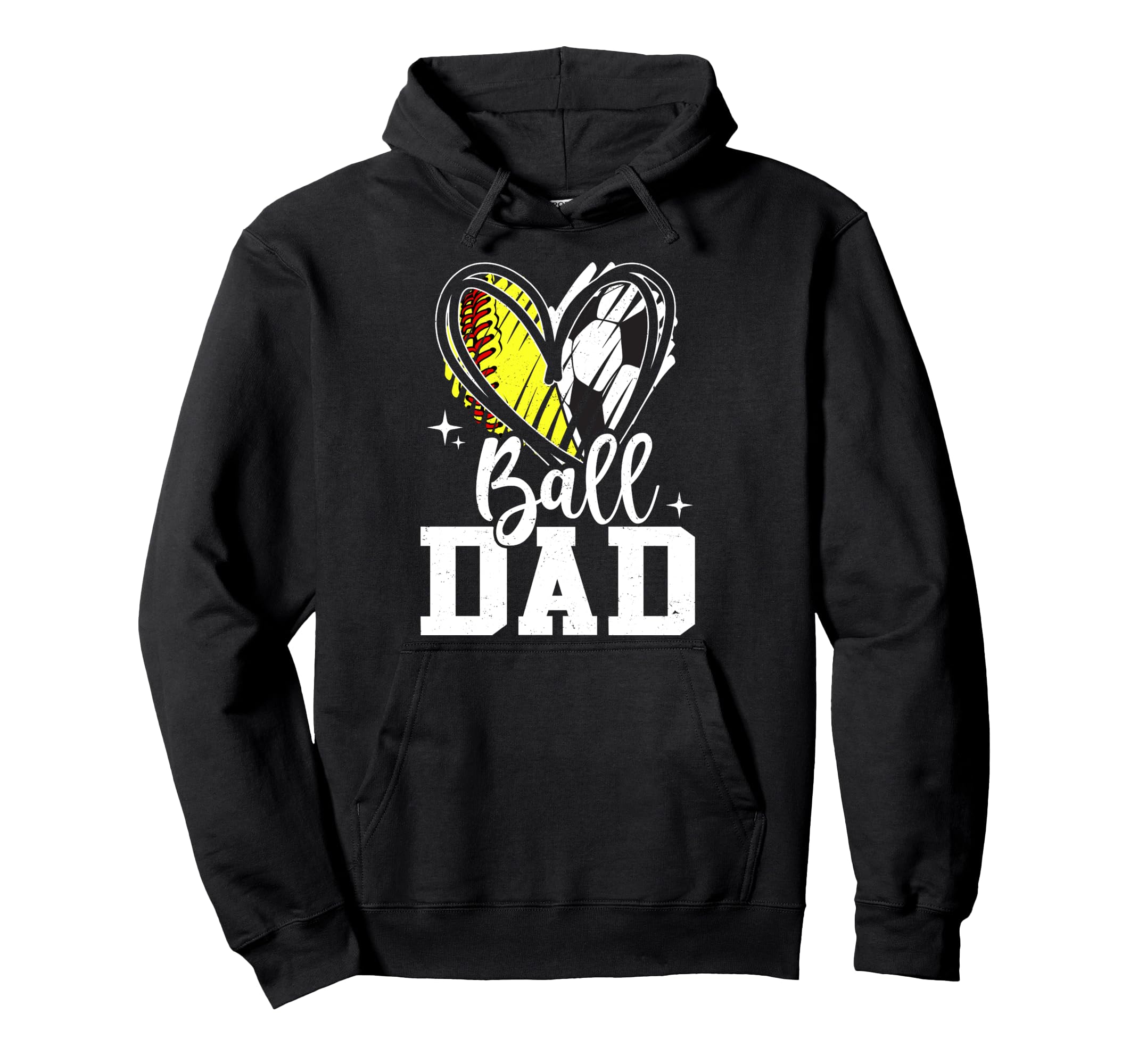 Ball Dad Softball Soccer Ball Dad Both Hoodie - Unique Graphic for Adults - T-Shirt, Sweatshirt, Hoodie