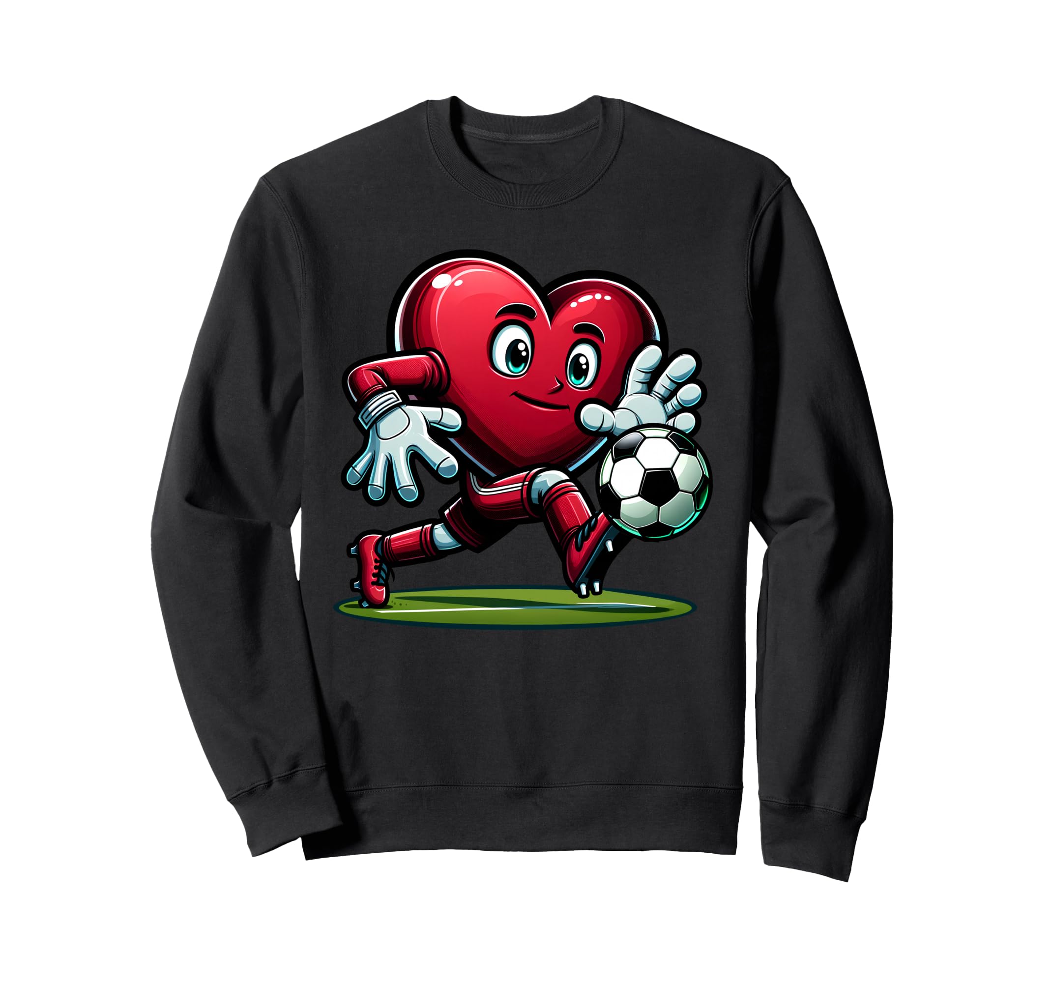 Valentines Day Heart Soccer Goalie Sweatshirt - Unique Graphic Unisex - T-Shirt, Sweatshirt, Hoodie