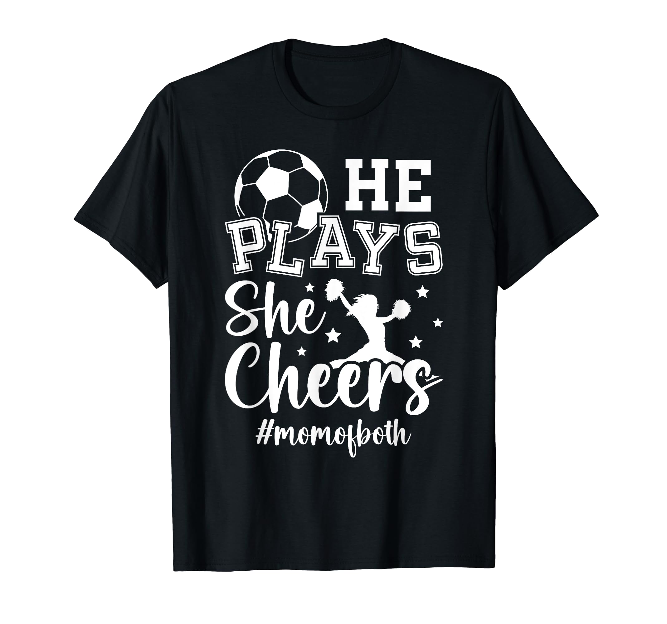 He Plays She Cheers Mom Both Cheer T-Shirt - Minimalist Print Men Women - T-Shirt, Sweatshirt, Hoodie