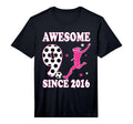Awesome 9 Since 2016 Birthday Soccer 9 Year T-Shirt - Graphic Print Unisex - T-Shirt, Sweatshirt, Hoodie