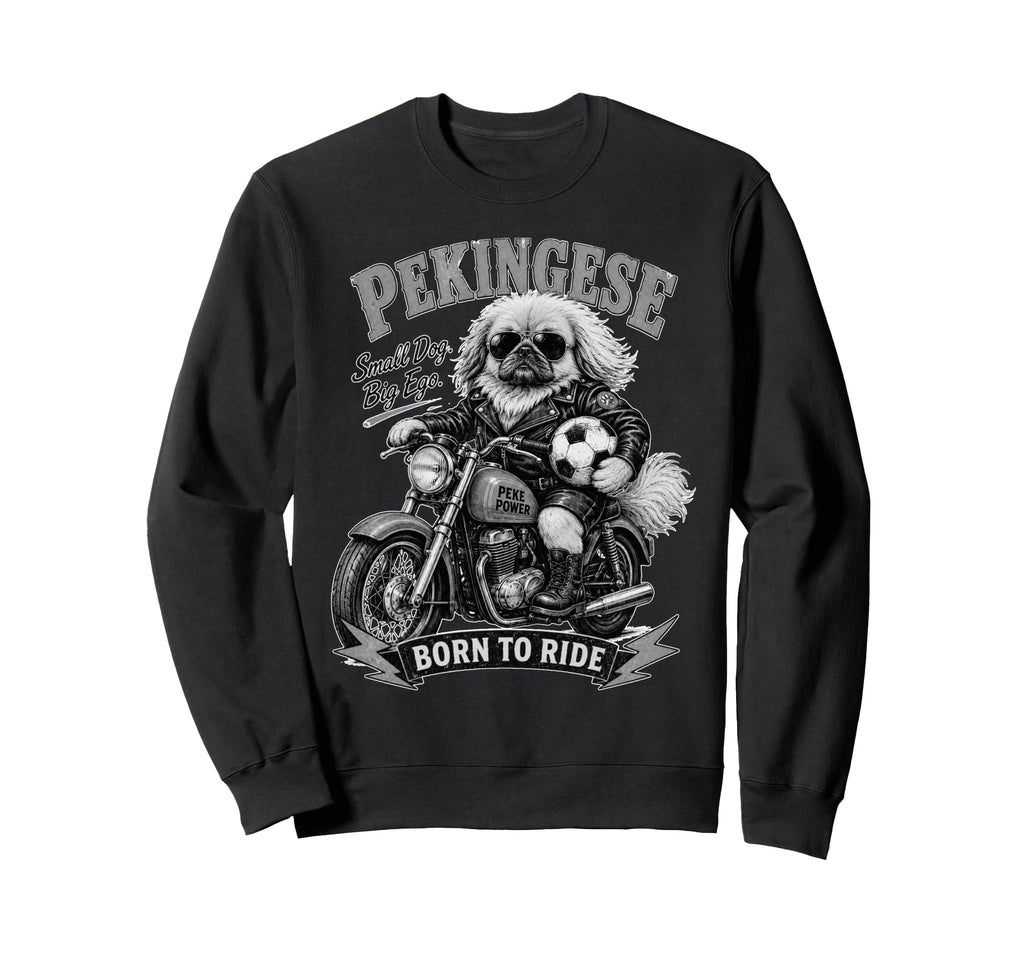 Pekingese Motorbike Love Footbal Sweatshirt - Fun Novelty Design Unisex - T-Shirt, Sweatshirt, Hoodie
