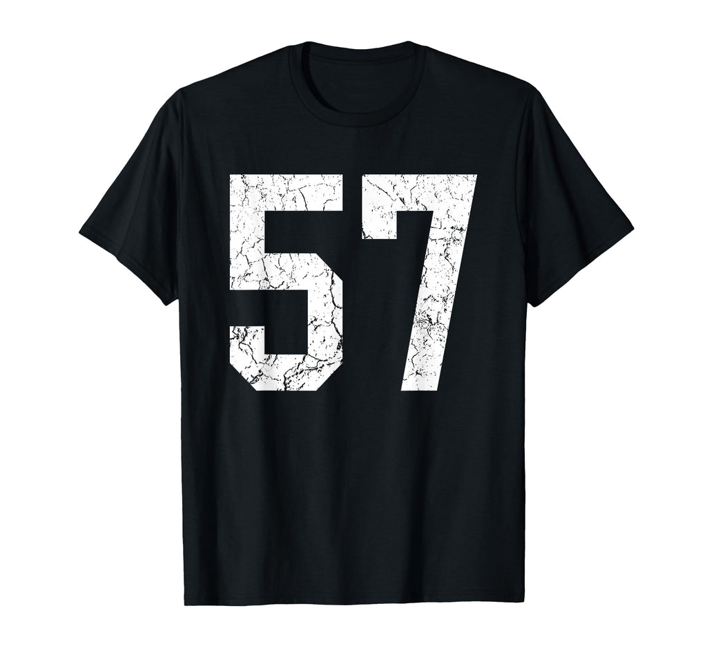 Grunge White Number 57 Jersey Uniform T-Shirt - Graphic Print Men Women - T-Shirt, Sweatshirt, Hoodie