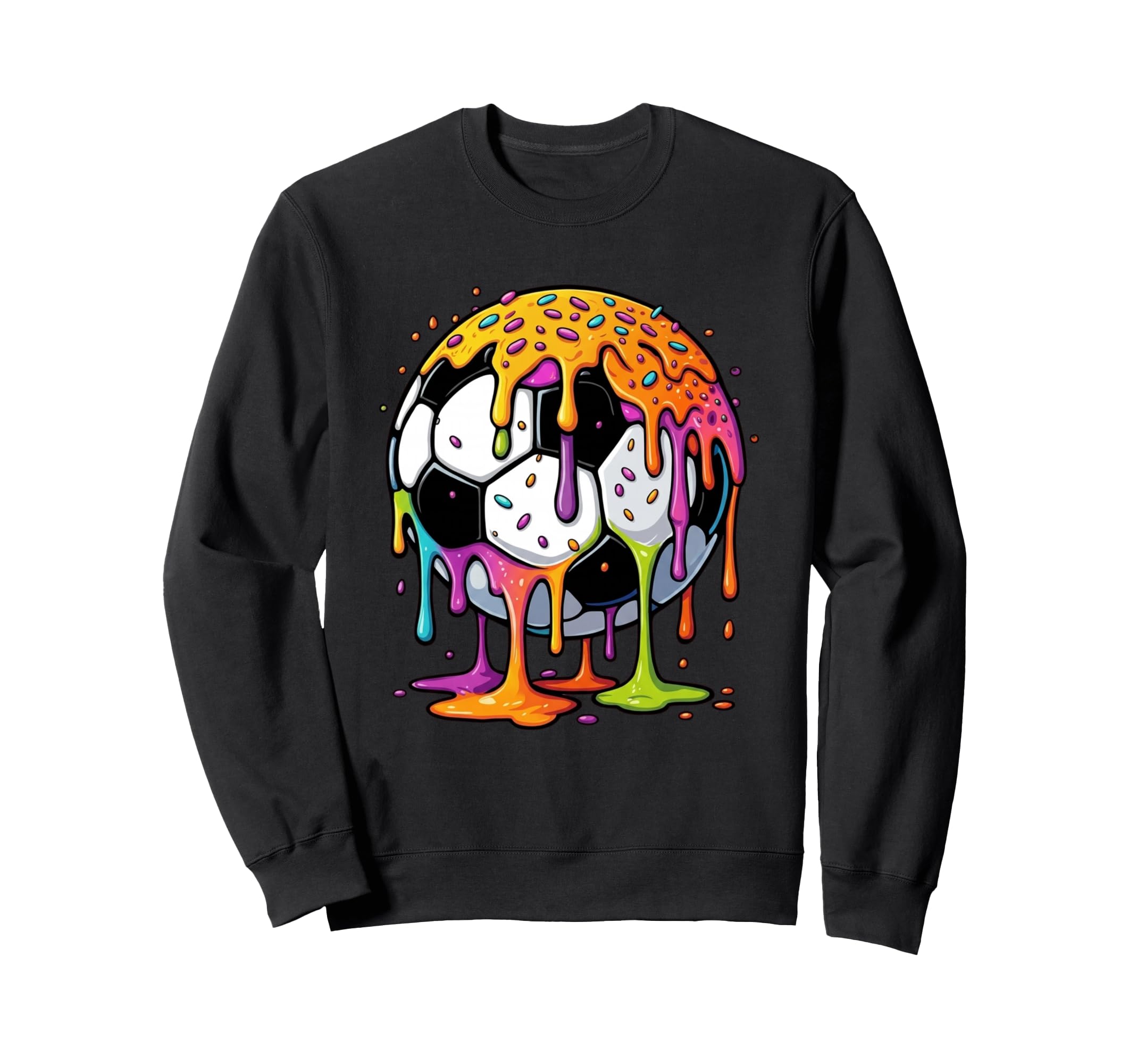 Melting Soccer Ball Rainbow Sweatshirt - Casual Everyday Wear for Adults - T-Shirt, Sweatshirt, Hoodie