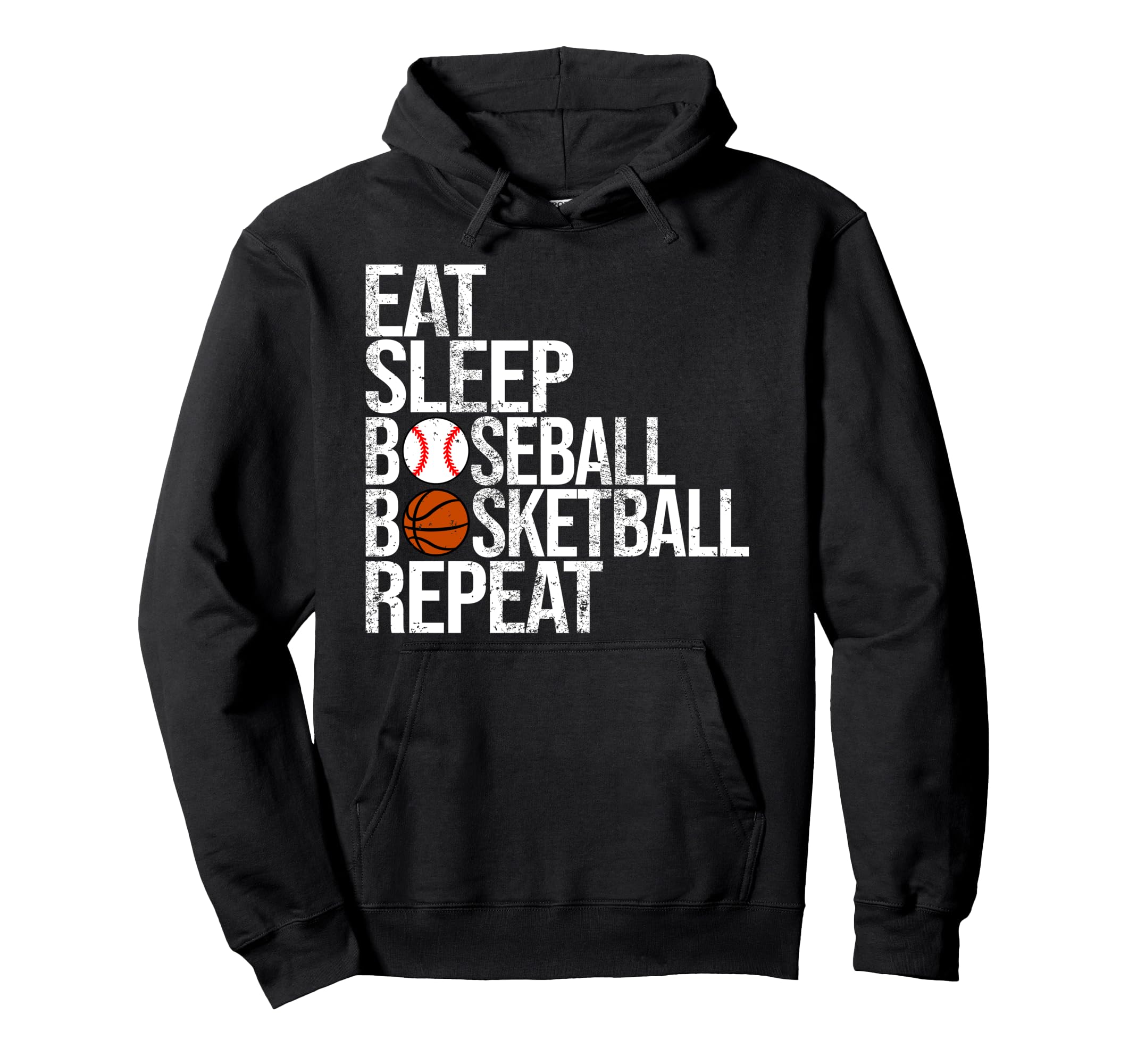 Eat Sleep Baseball Basketball Repeat Funny Hoodie - Novelty Apparel Unisex - T-Shirt, Sweatshirt, Hoodie