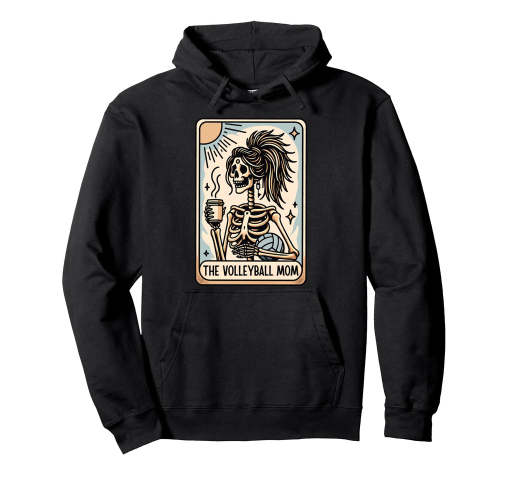 Volleyball Mom Tarot Card Skeleton Hoodie - Graphic Print Men Women - T-Shirt, Sweatshirt, Hoodie