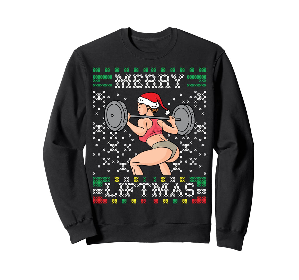 Merry Liftmas Ugly Miss Santa Gym Sweatshirt - Graphic Print for Adults - T-Shirt, Sweatshirt, Hoodie