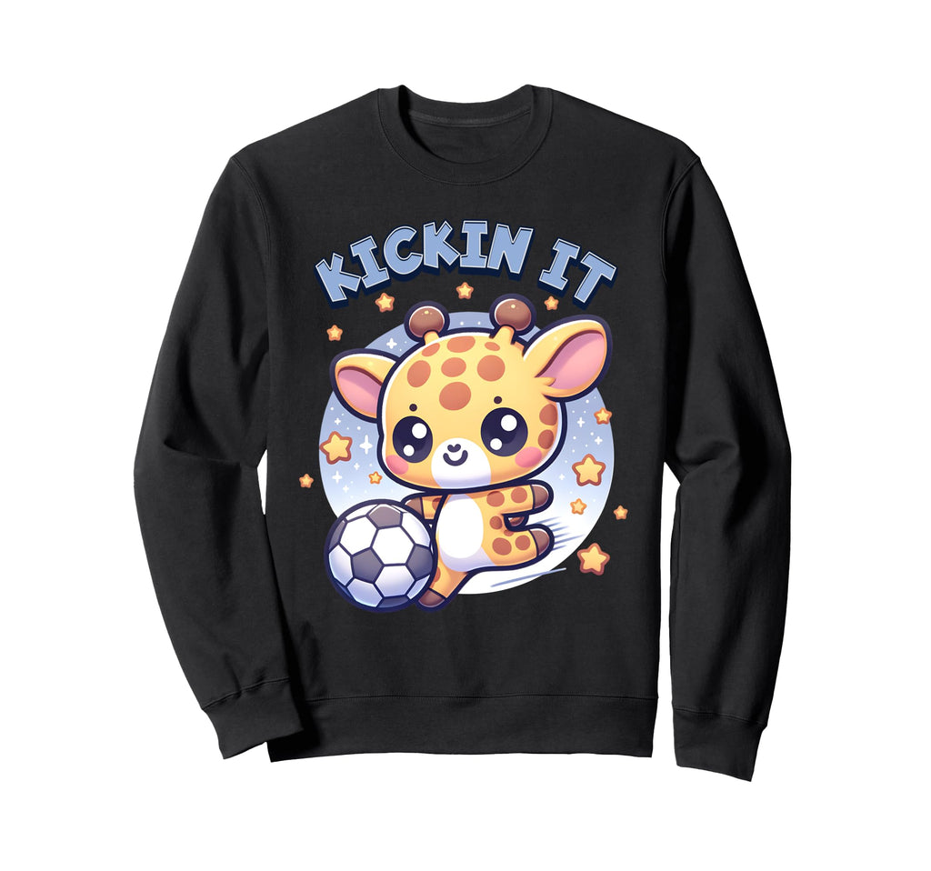 Kickin It Soccer Player Giraffe Ball Sweatshirt - Unique Graphic Unisex - T-Shirt, Sweatshirt, Hoodie