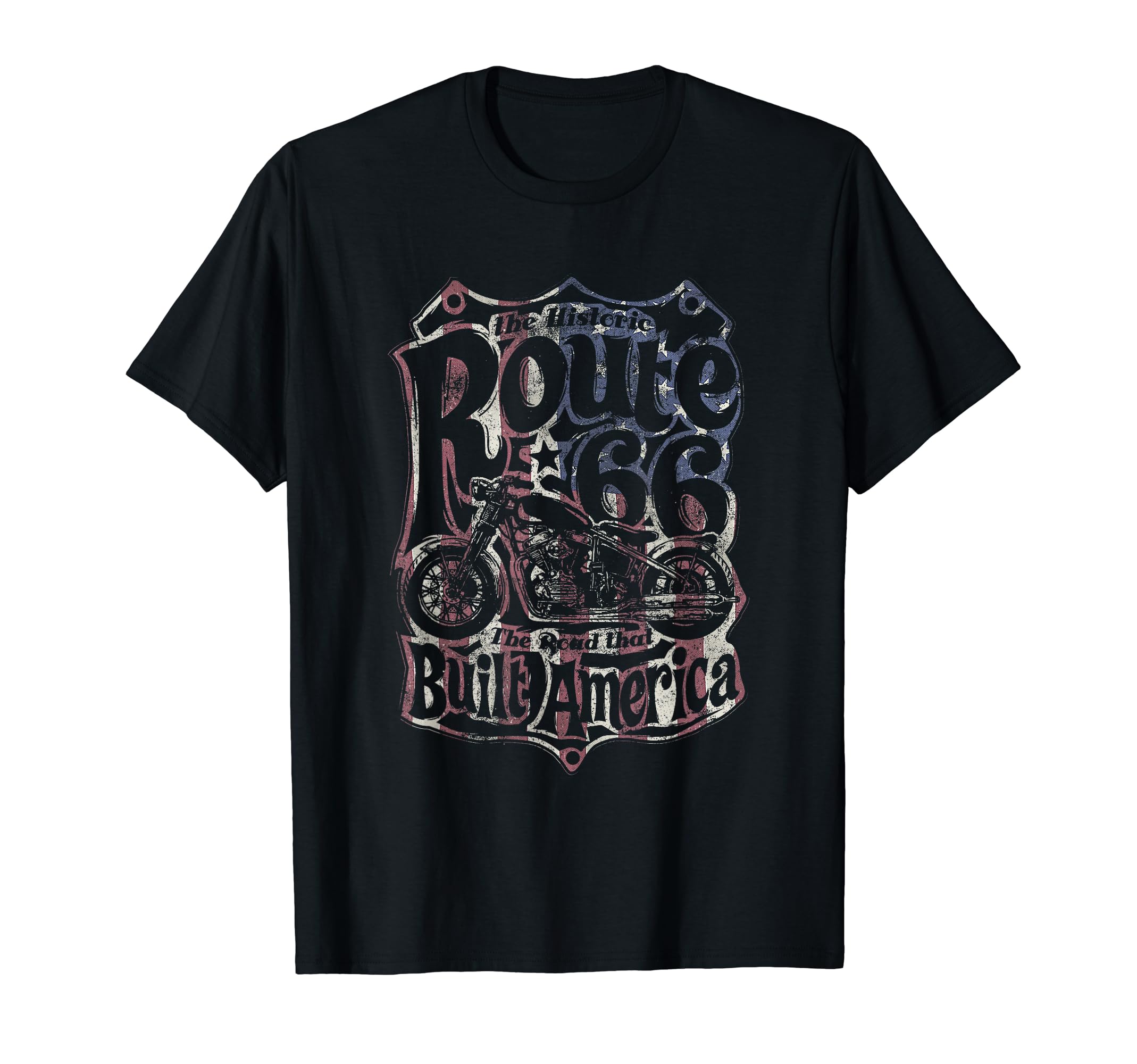 Route 66 70S Us Flag T-Shirt - Fun Novelty Design Men Women - T-Shirt, Sweatshirt, Hoodie