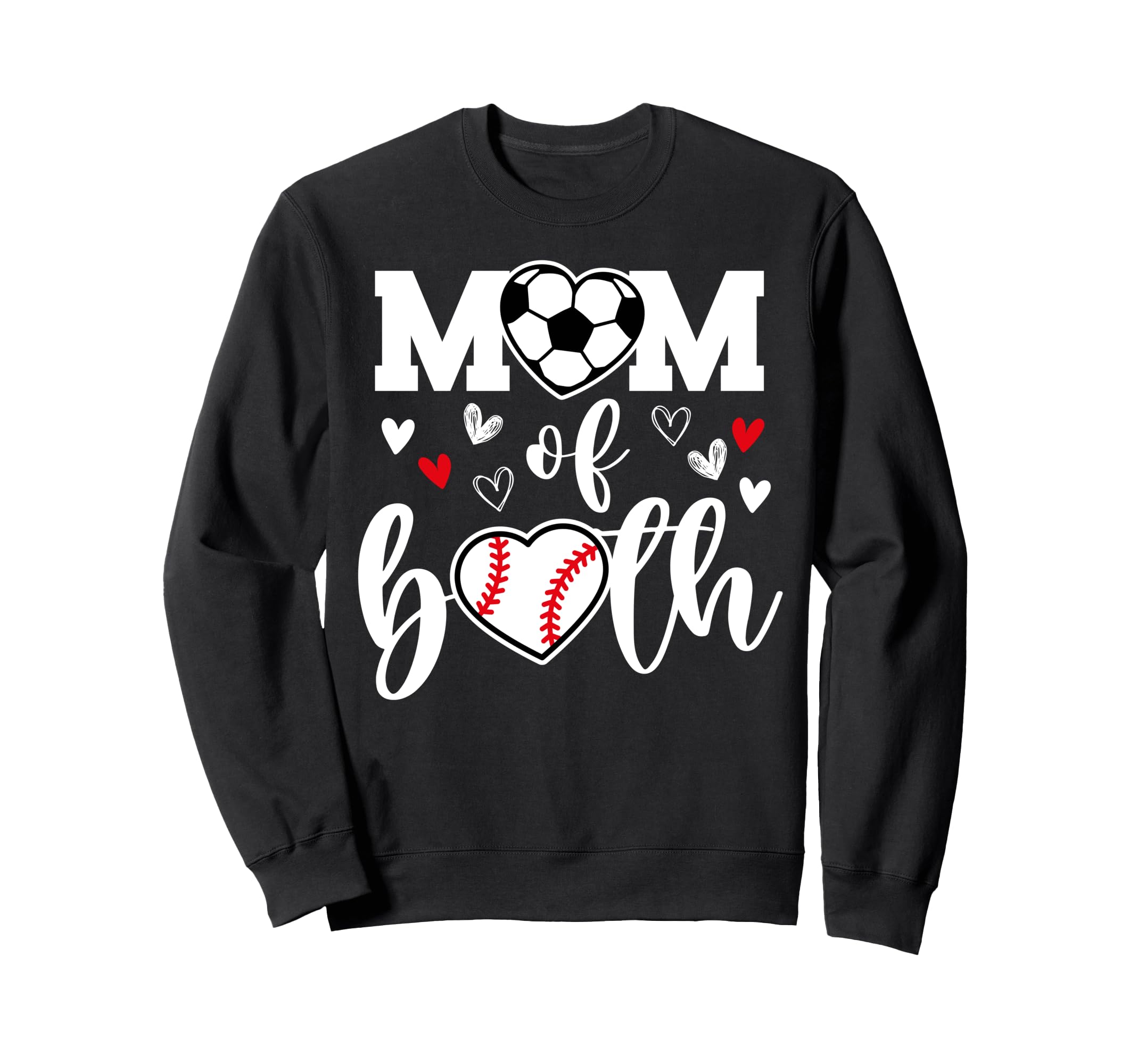 Mom Both Heart Soccer Baseball Sweatshirt - Custom Art Print for Adults - T-Shirt, Sweatshirt, Hoodie