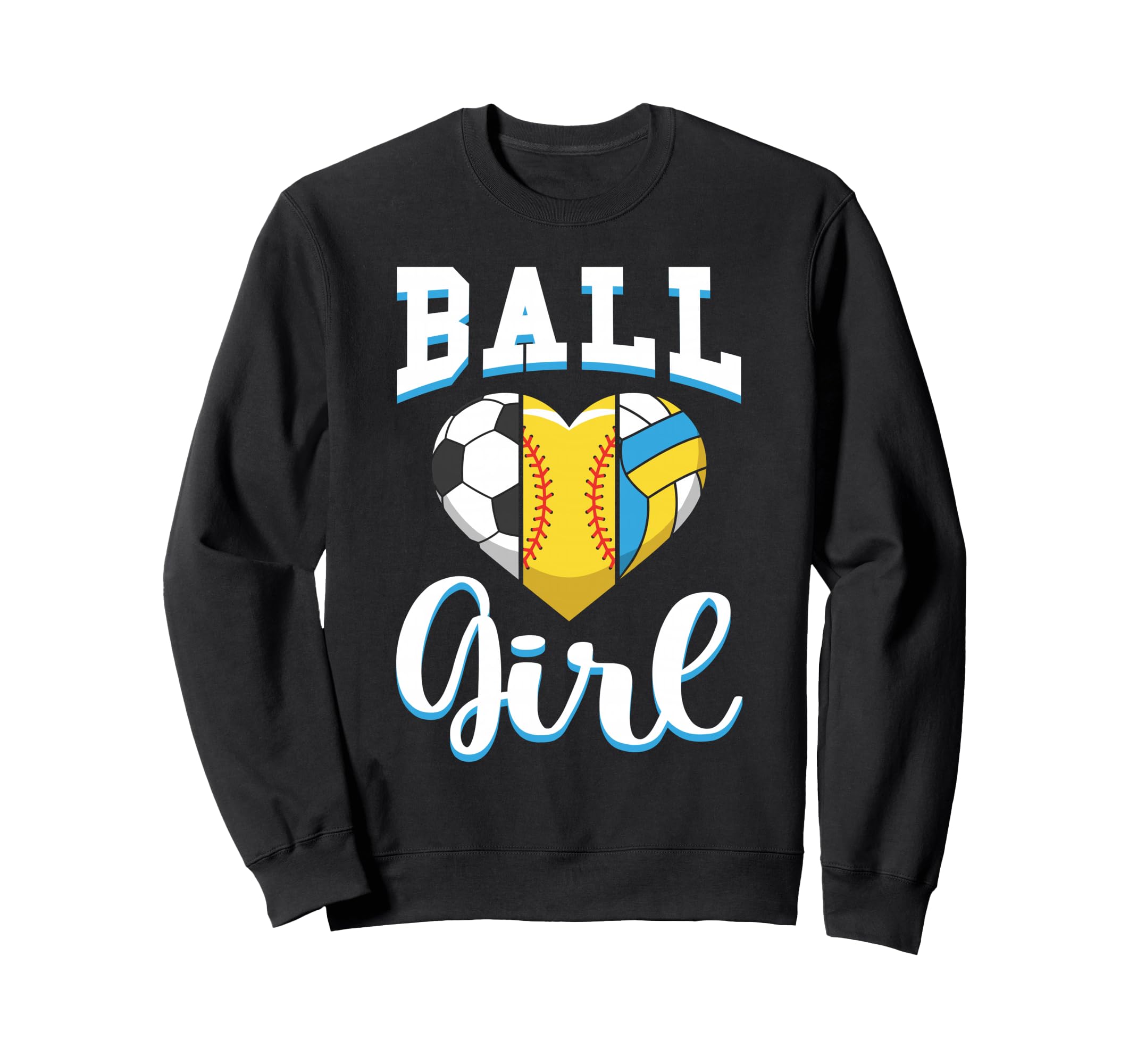 Ball Sports Heart Soccer Softball Sweatshirt - Graphic Print for Adults - T-Shirt, Sweatshirt, Hoodie