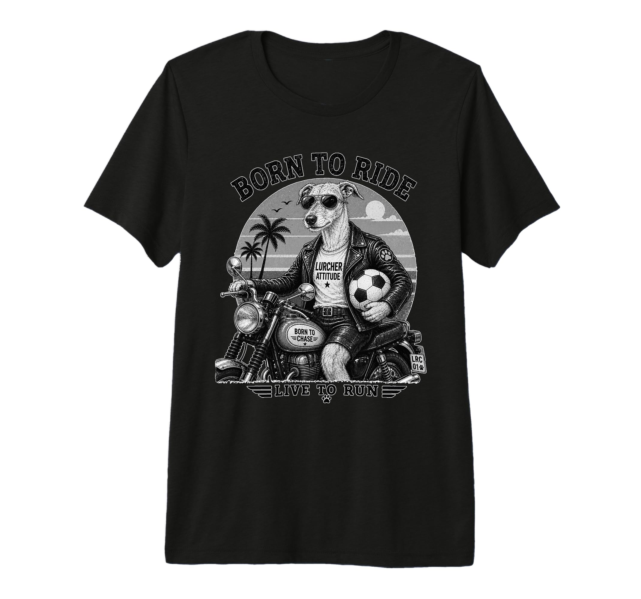 Lurcher Motorbike Love Footbal Soccer T-Shirt - Novelty Apparel Unisex - T-Shirt, Sweatshirt, Hoodie