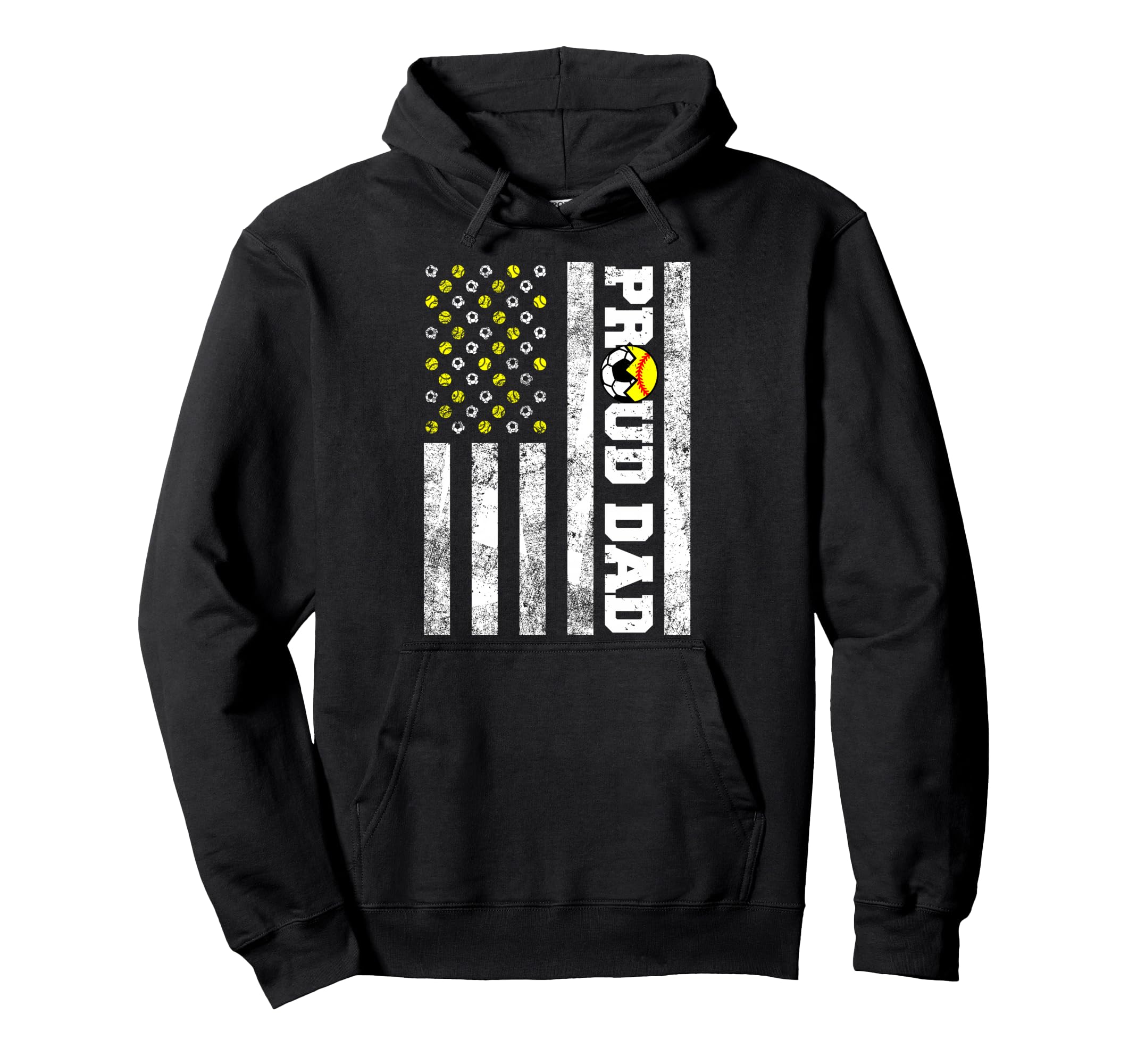 Proud Dad American Flag Funny Soccer Hoodie - Minimalist Print Men Women - T-Shirt, Sweatshirt, Hoodie