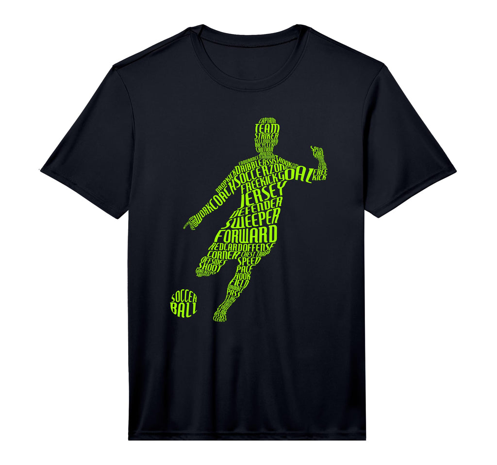 Soccer Player Typography Word Art T-Shirt - Aesthetic Graphic for Adults - T-Shirt, Sweatshirt, Hoodie