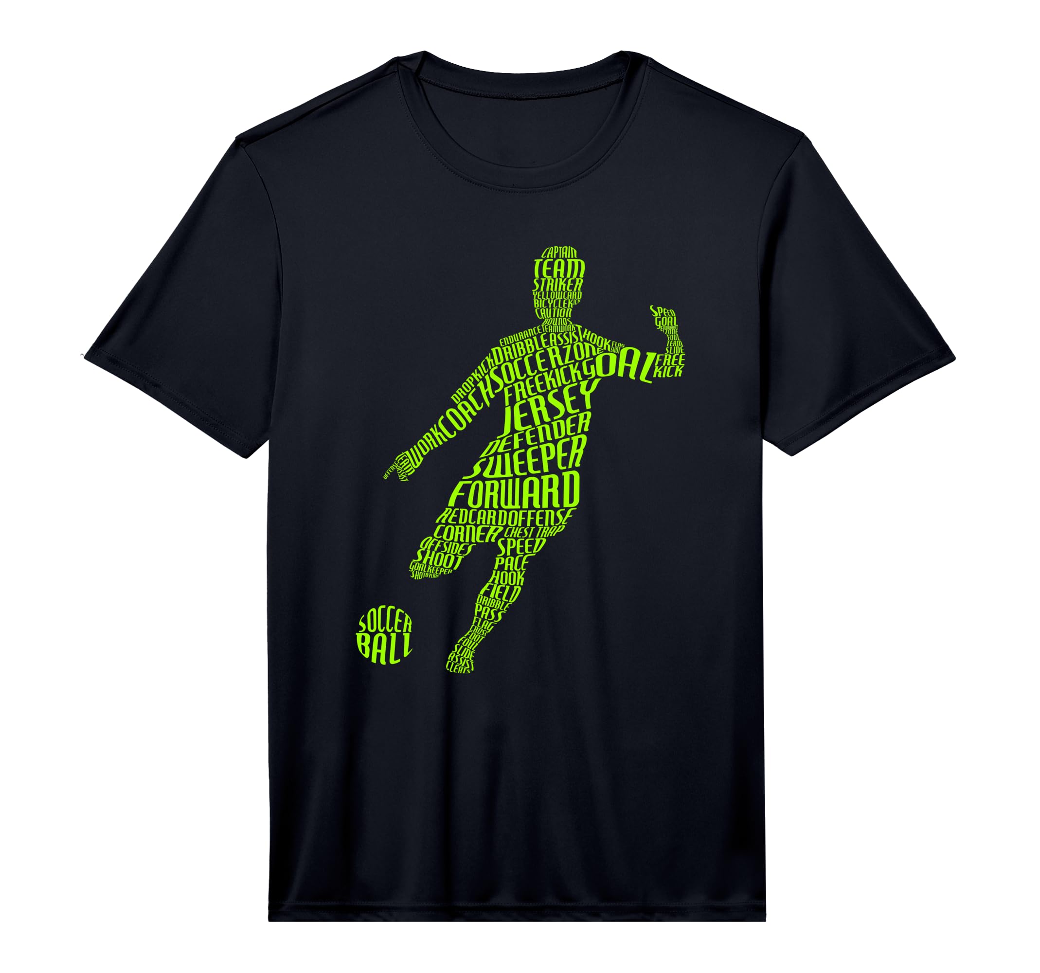 Soccer Player Typography Word Art T-Shirt - Aesthetic Graphic for Adults - T-Shirt, Sweatshirt, Hoodie