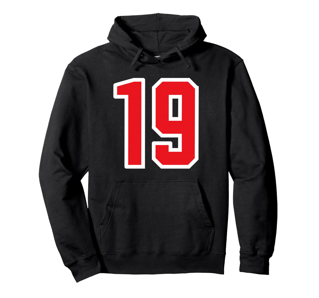 White Red Sport Team Number 19 Hoodie - Casual Everyday Wear Men Women - T-Shirt, Sweatshirt, Hoodie