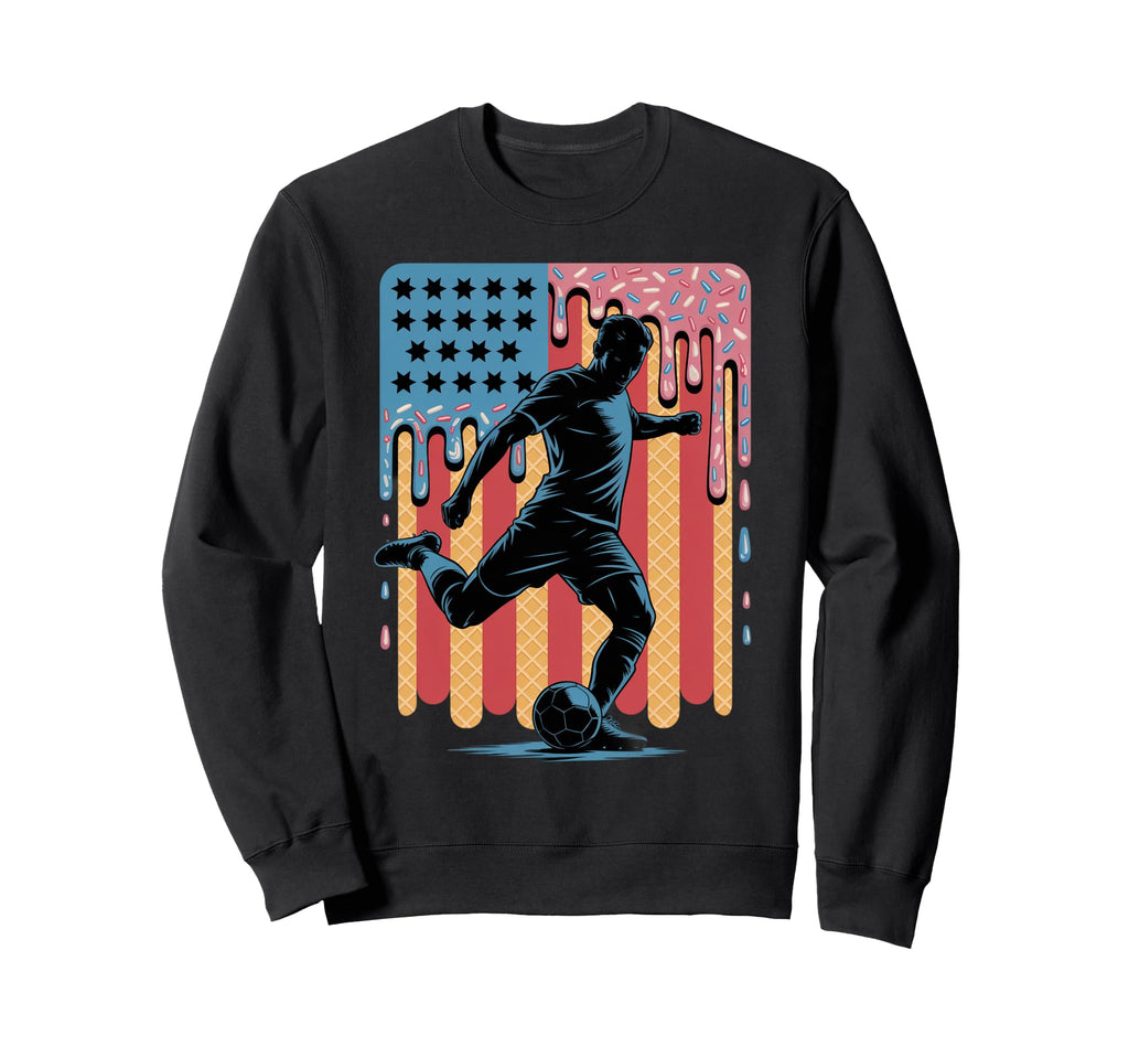 American Usa Flag Ice Cream Drip Sweatshirt - Graphic Print for Adults - T-Shirt, Sweatshirt, Hoodie