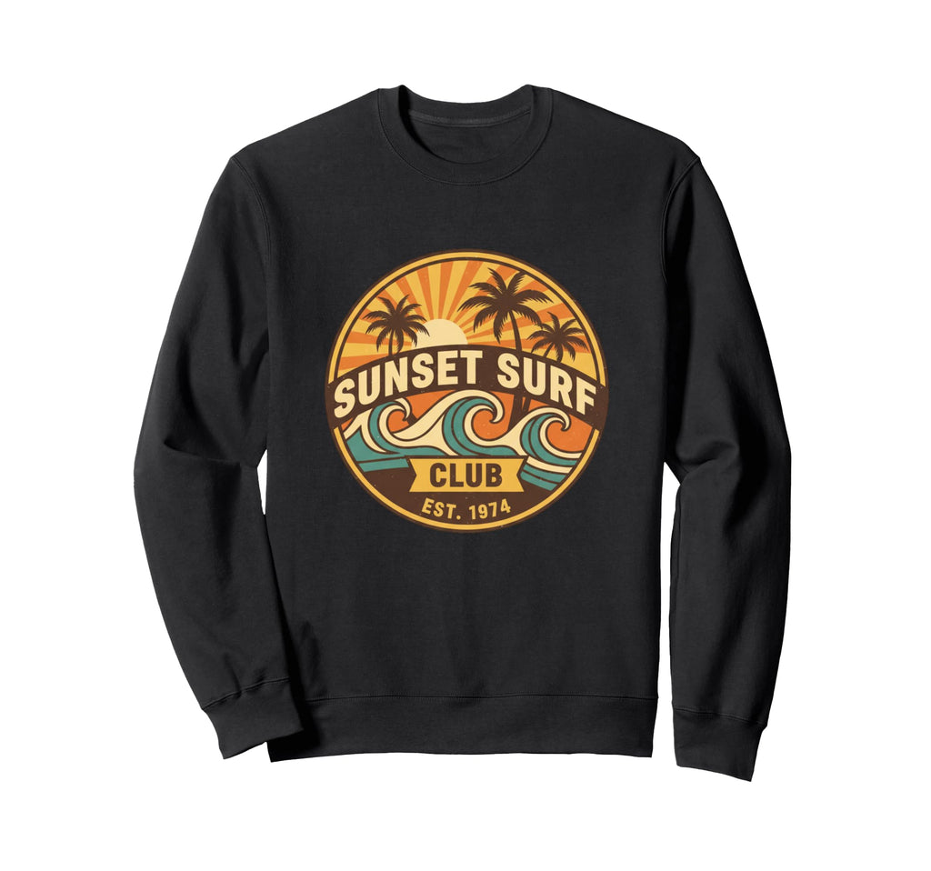 Sunset Surf Club 1974 Beach Wave Sweatshirt - Minimalist Print Unisex - T-Shirt, Sweatshirt, Hoodie