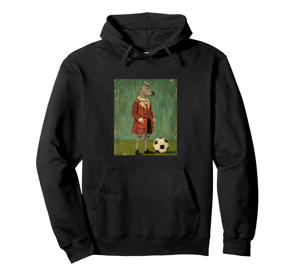 Funny Zebra Playing Soccer Weird Zebra Hoodie - Graphic Print Unisex - T-Shirt, Sweatshirt, Hoodie