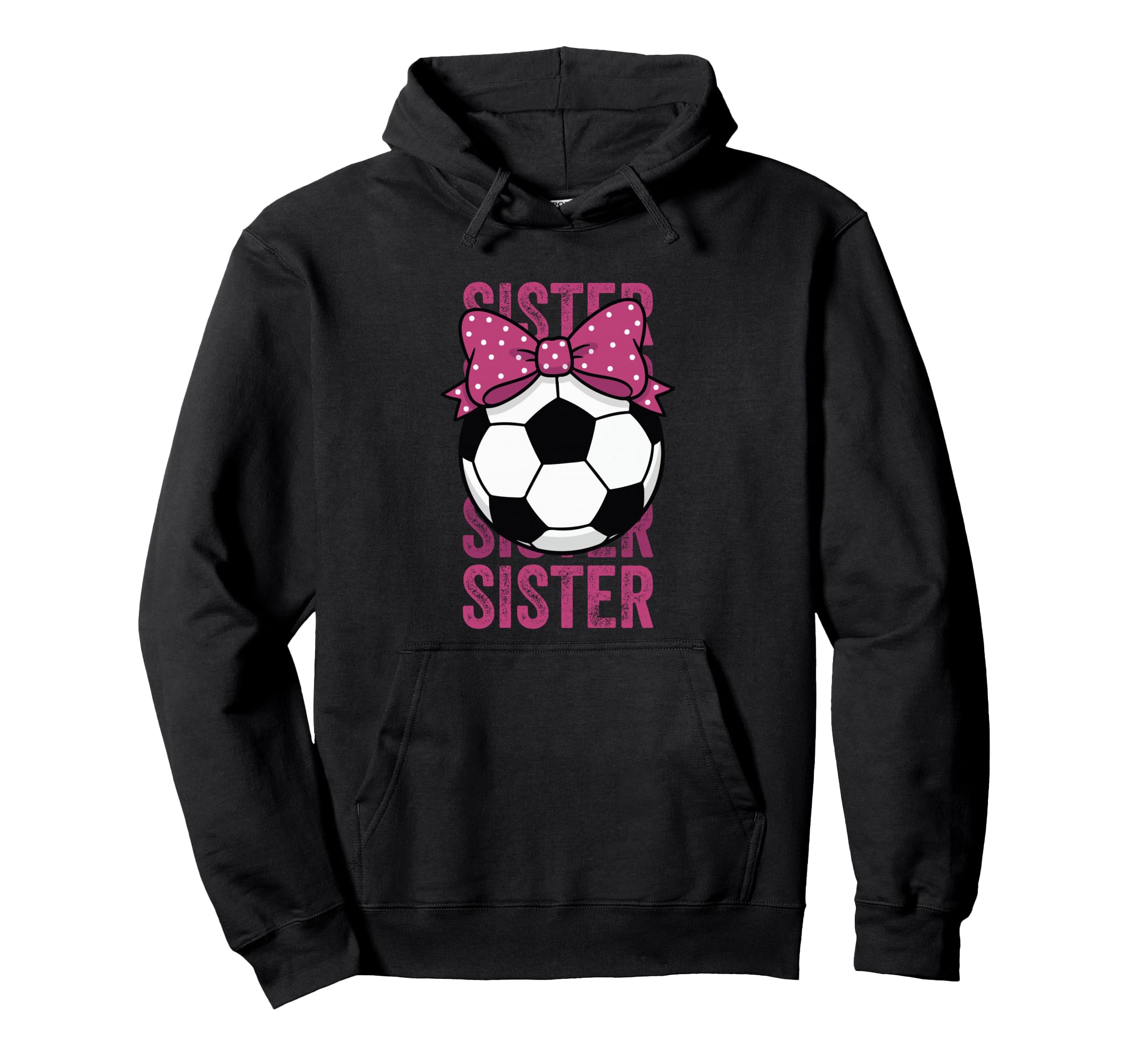 Soccer Sister Ball Coquette Bow Hoodie - Fun Novelty Design for Adults - T-Shirt, Sweatshirt, Hoodie