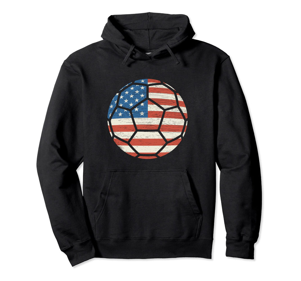 Soccer Ball Football American Flag Hoodie - Custom Art Print for Adults - T-Shirt, Sweatshirt, Hoodie