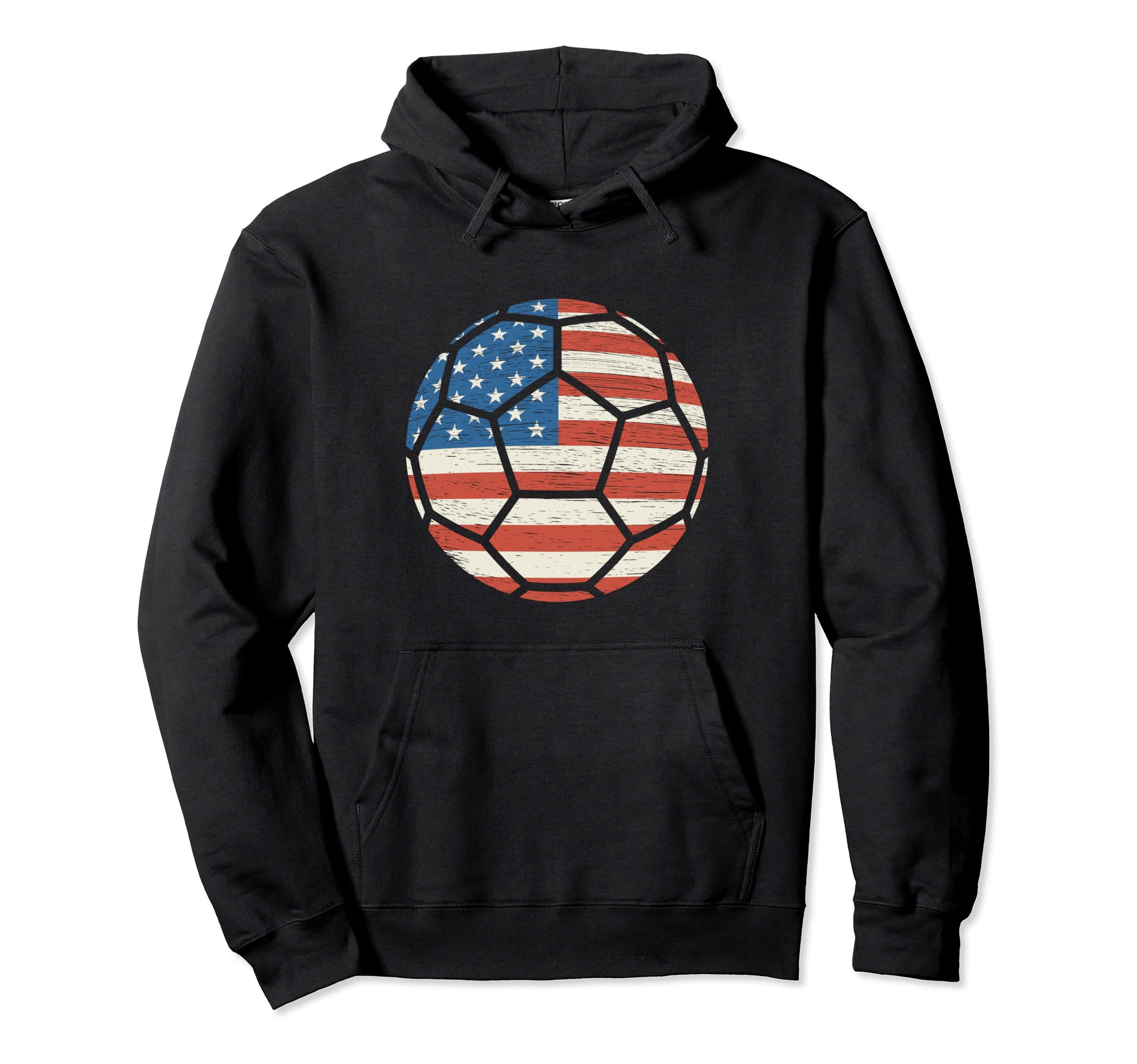 Soccer Ball Football American Flag Hoodie - Custom Art Print for Adults - T-Shirt, Sweatshirt, Hoodie