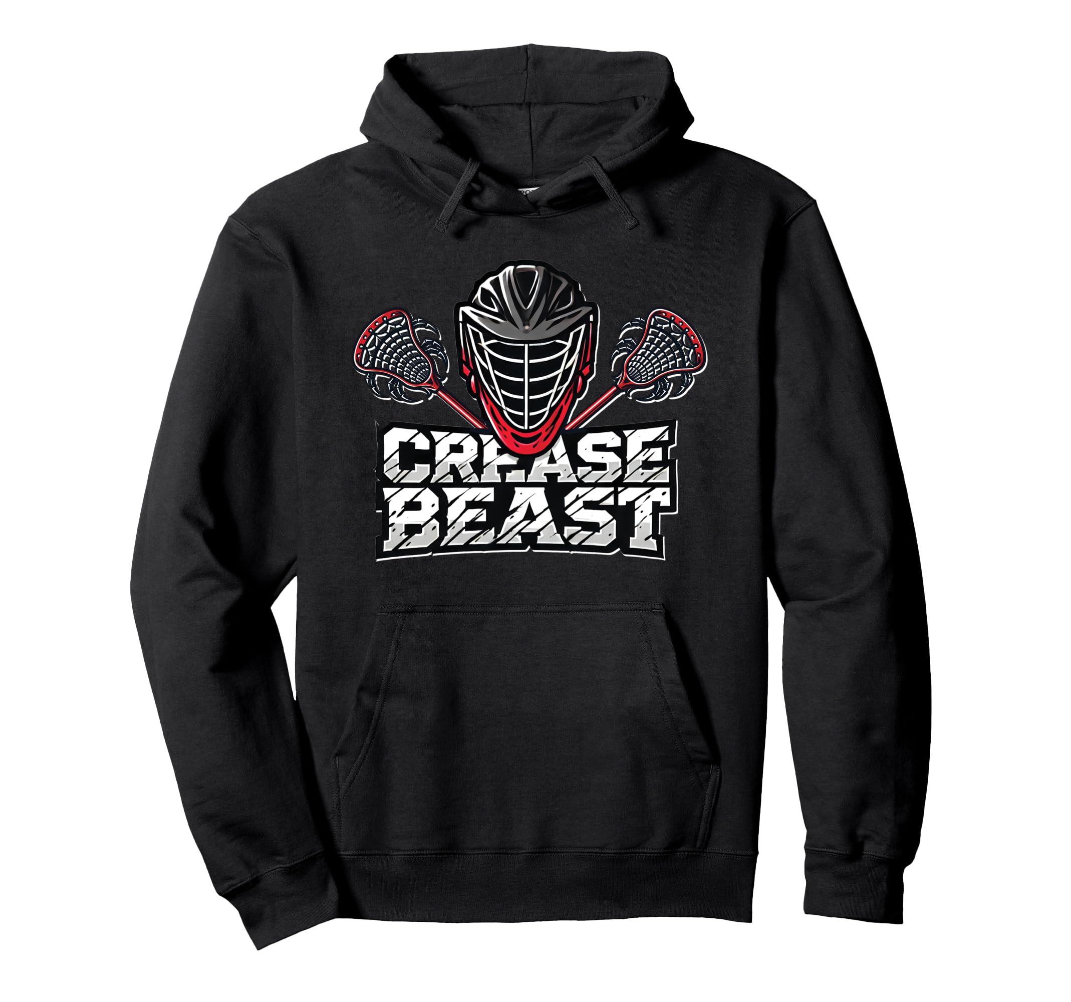 Lacrosse Goalie Crease Beast Funny Lax Player Hoodie - Graphic Print Unisex - T-Shirt, Sweatshirt, Hoodie