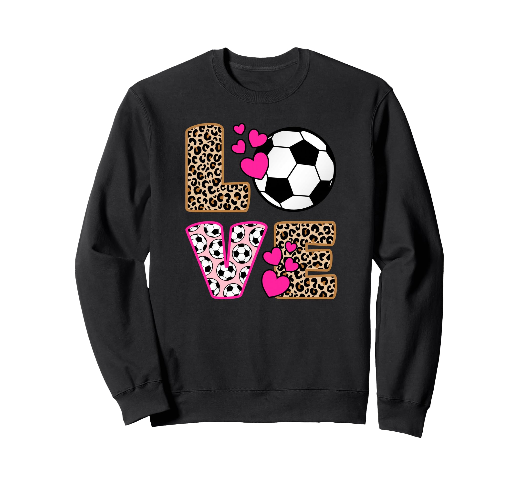 Love Soccer Leopard Soccer Sweatshirt - Trendy Graphic Unisex - T-Shirt, Sweatshirt, Hoodie