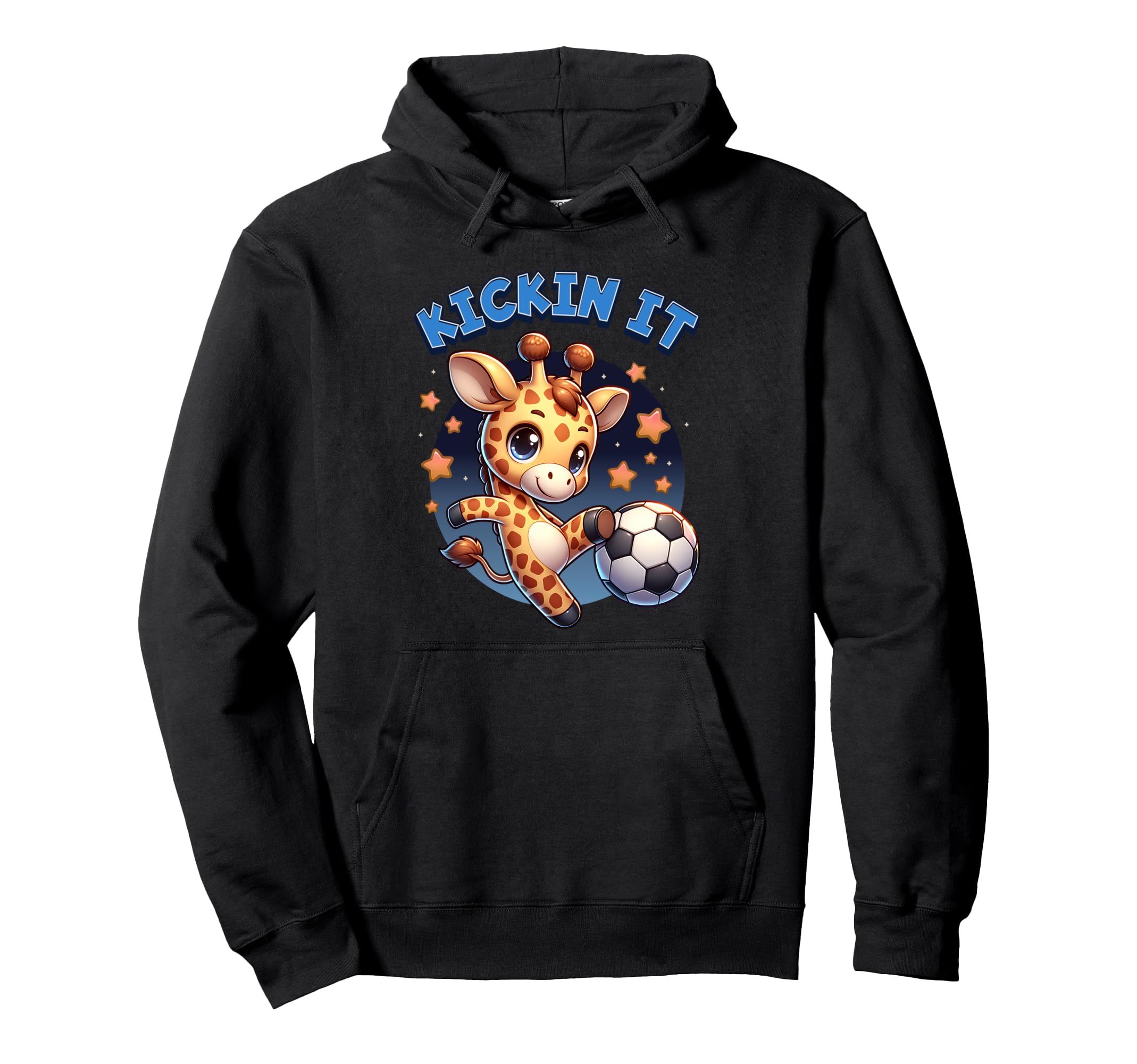 Kickin It Soccer Player Giraffe Ball Hoodie - Novelty Apparel Men Women - T-Shirt, Sweatshirt, Hoodie