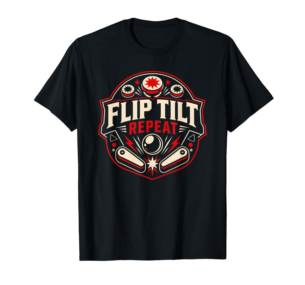 Flip Tilt Repeat Pinball Arcade T-Shirt - Minimalist Print for Adults - T-Shirt, Sweatshirt, Hoodie