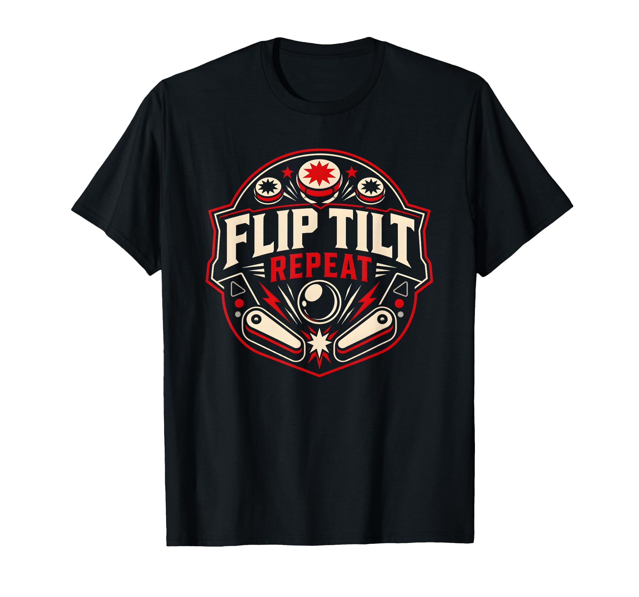 Flip Tilt Repeat Pinball Arcade T-Shirt - Minimalist Print for Adults - T-Shirt, Sweatshirt, Hoodie