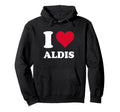 Red Heart I Love Aldis Hoodie - Casual Everyday Wear for Adults - T-Shirt, Sweatshirt, Hoodie